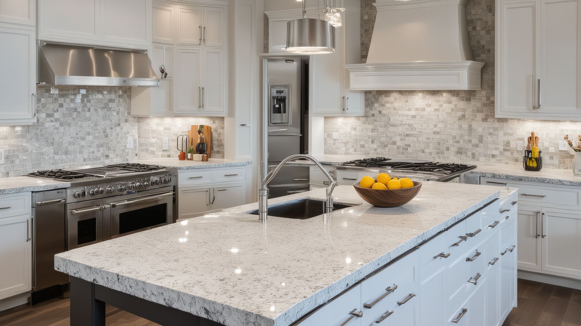 Modern quartz countertop installation in Valdez mountain home