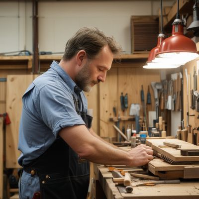 Tim Robertson, founder and master craftsman, in professional workshop setting