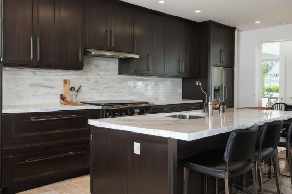 Custom kitchen cabinet installation with modern design and premium finishes